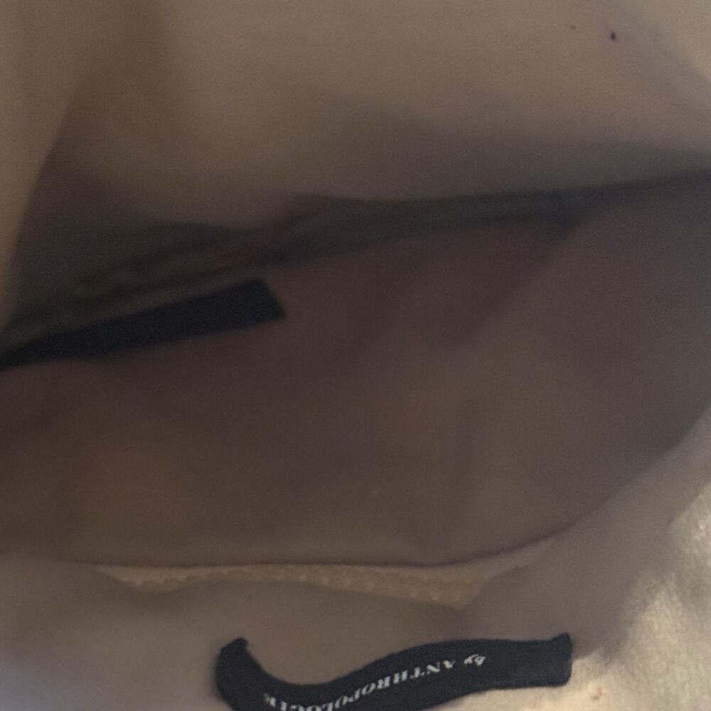 Anthropologie Nylon Crescent Crossbody Bag Beige Half Moon Sling with Mini Pouch - Picture 8 of 9